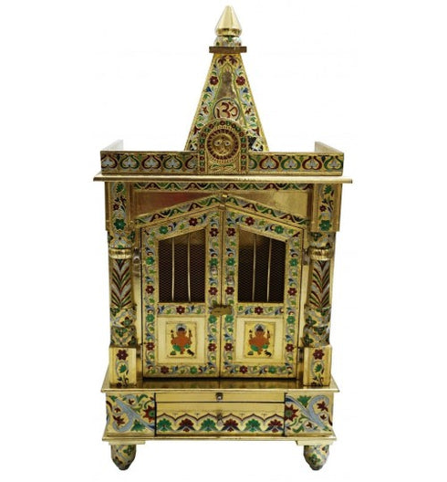 Meenakari Brass Temple With Red Design 38cm X 50cm X 71cm