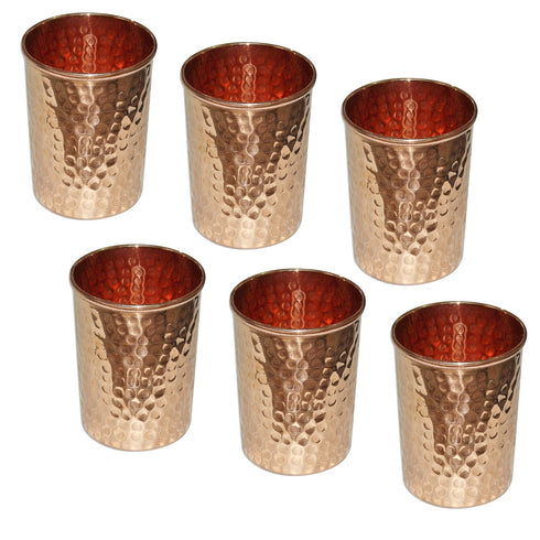 Hammered Copper Cups Set Of 6