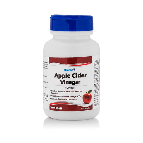 HealthVit Apple Cider Vinegar 500mg Capsule bottle of 60 capsules