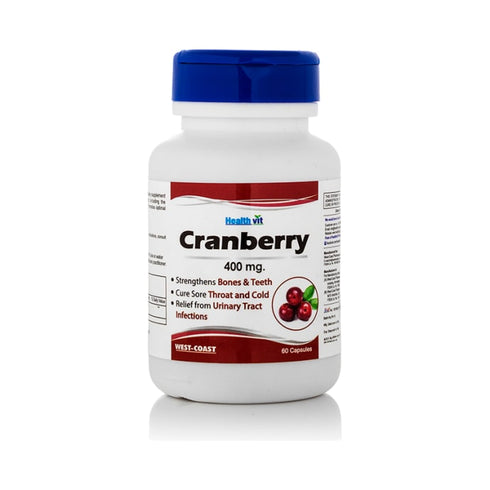 HealthVit Cranberry Extract 400 mg Capsules for Fat Loss & Women Care bottle of 60 capsules