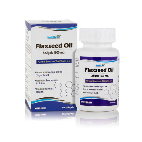 HealthVit Flaxseed Oil 1000mg Capsule, bottle of 60 capsules