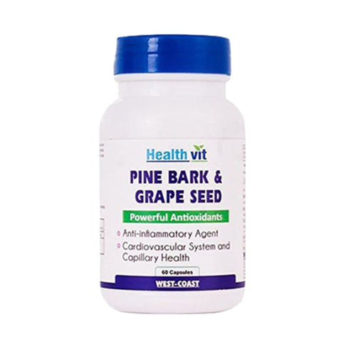 HealthVit Pine Bark & Grape Seed Capsule, bottle of 60 capsules