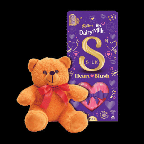 Cadbury Silk Valentines Heart Blush Chocolate Bar with Teddy