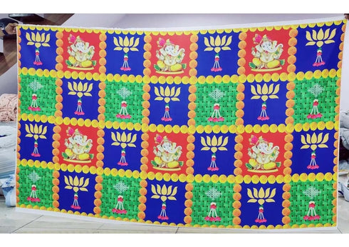 Indian Pooja Backdrop Cloth/Wedding Decor/Ganesha /Pichwai Cow/Pooja decor/Party Events/Decoration/Fabric 3D printing/Kolam Pooja Print
