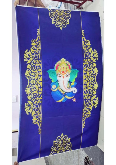 Indian Pooja Backdrop Cloth/Wedding Decor/Ganesha /Pichwai Cow/Pooja decor/Party Events/Decoration/Fabric 3D printing/Kolam Pooja Print