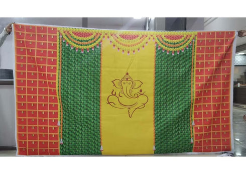 Indian Pooja Backdrop Cloth/Wedding Decor/Ganesha /Pichwai Cow/Pooja decor/Party Events/Decoration/Fabric 3D printing/Kolam Pooja Print