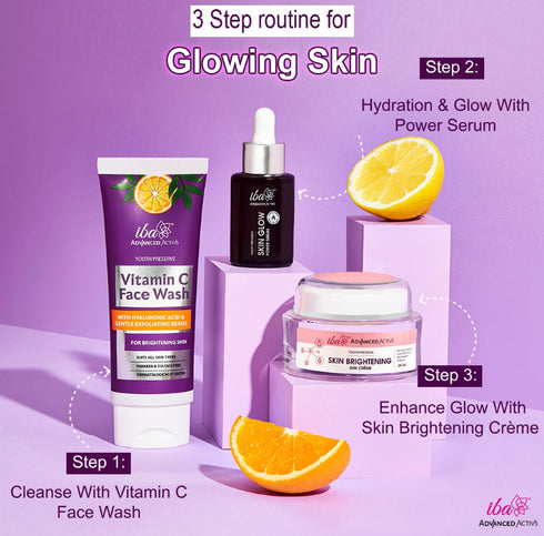 Iba Say Hello to Glowing Skin Kit Vitamin C & Hyaluronic Acid Face Wash, Serum, Moisturizer