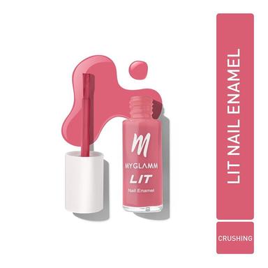 Myglamm LIT Nail Enamel | Crushing | Punch Pink Shade 7 ml