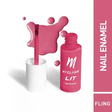 Myglamm LIT Nail Enamel | Fling | Fuchsia Shade 7 ml