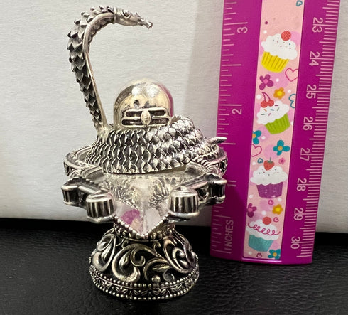 Pure Silver Shivling with Sheshnag Antique 167g