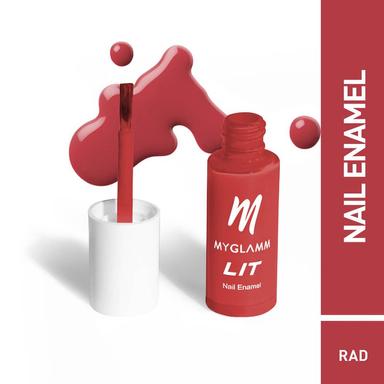 Myglamm LIT Nail Enamel | Rad | Crimson Red Shade 7 ml