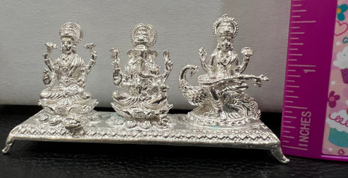Pure Silver Lakshmi Ganesh Saraswati Idol 109g