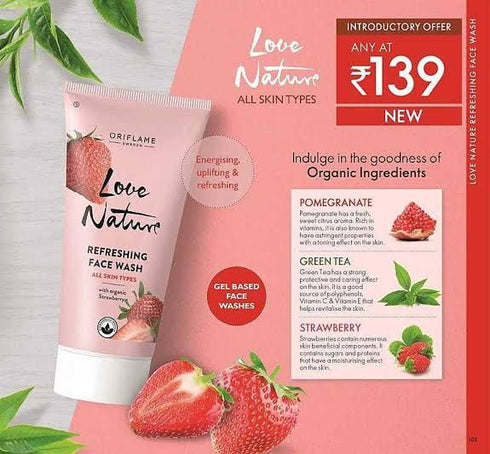 Oriflame Love Nature Refreshing Face Wash with Organic Strawberry