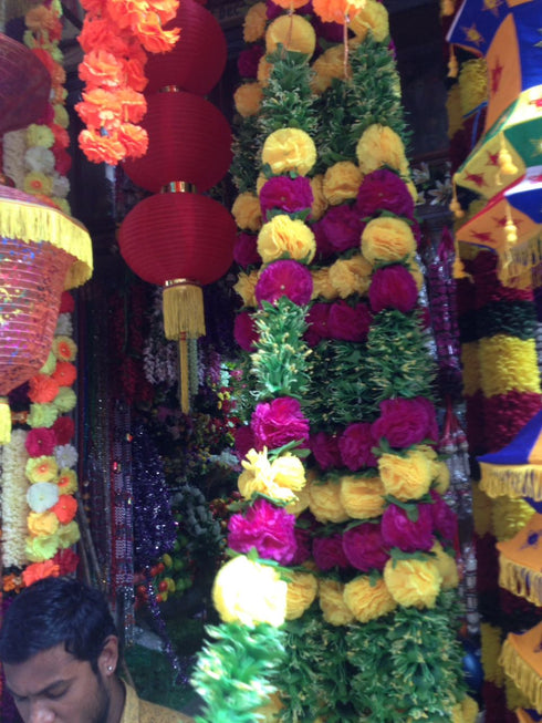 Two Color Flower Hangings - Pair 4 Feet Each