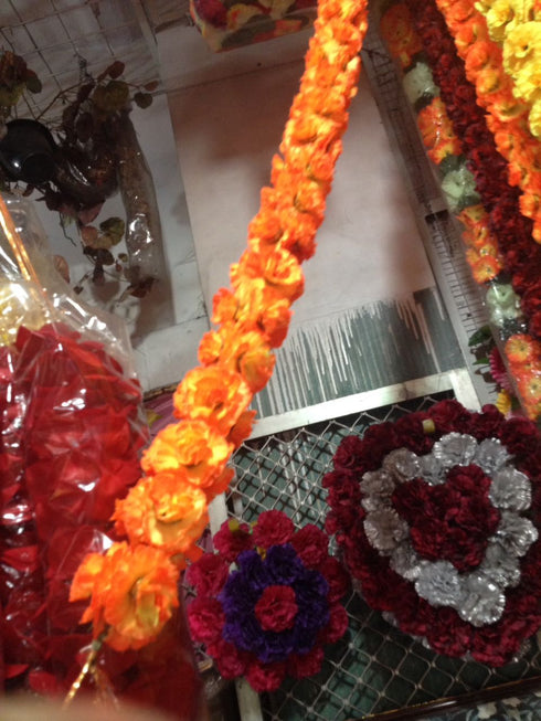 Orange Color Flower Hangings - 10pc /4 Feet Each