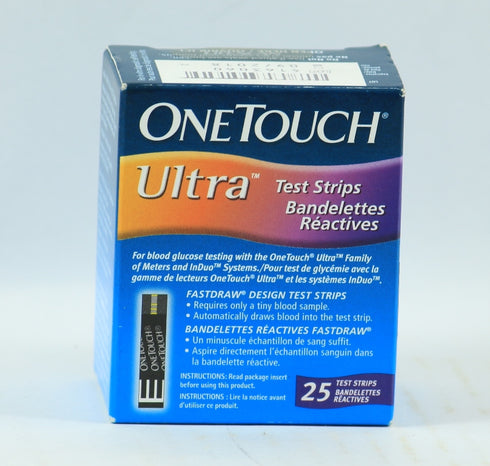 One Touch Ultra Blood Glucose Diabetic Test Strips Blue 25