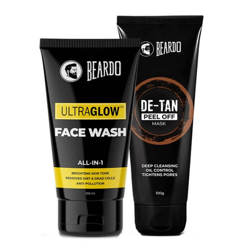 Beardo Ultraglow Face Wash & De Tan Peel Off Mask Combo