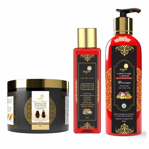 Aegte Hair Care Kit Onion Oil Shampoo and Keralution Hair Mask