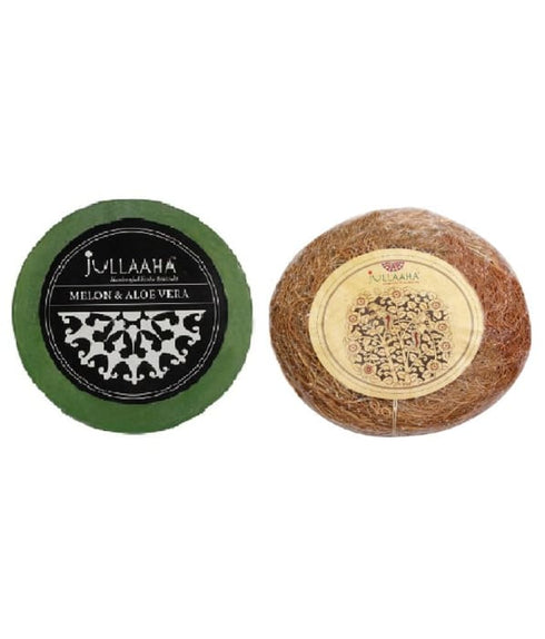 Jullaaha Combo Pack of Melon Aloe Vera Bathing Bar and Vetiver Bath Scrub 220g