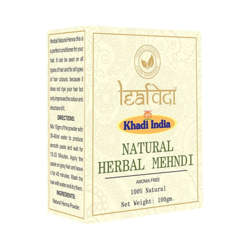 Khadi Leafveda Natural Herbal Mehndi (Amonia Free) box of 100 gm Powder