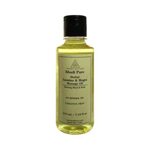 Khadi Pure Herbal Jasmine and Mogra Massage Oil Paraffin-Mineral Oil Free 210 ml