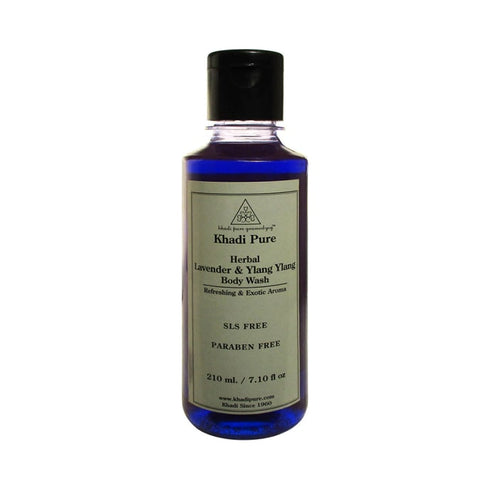 Khadi Pure Herbal Lavender and Ylang Ylang Body Wash SLS-Paraben Free 210 ml