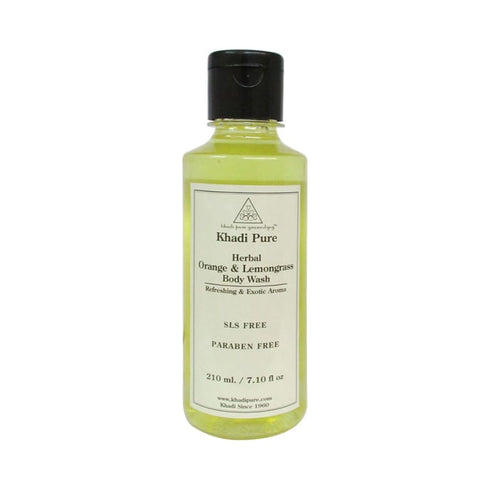 Khadi Pure Herbal Orange and Lemongrass Body Wash SLS-Paraben Free 210 ml Body Wash