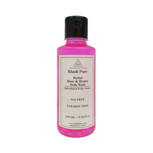 Khadi Pure Herbal Rose and Honey Body Wash SLS-Paraben Free 210 ml Body Wash
