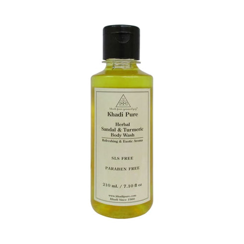 Khadi Pure Herbal Sandal and Turmeric Body Wash SLS-Paraben Free 210 ml