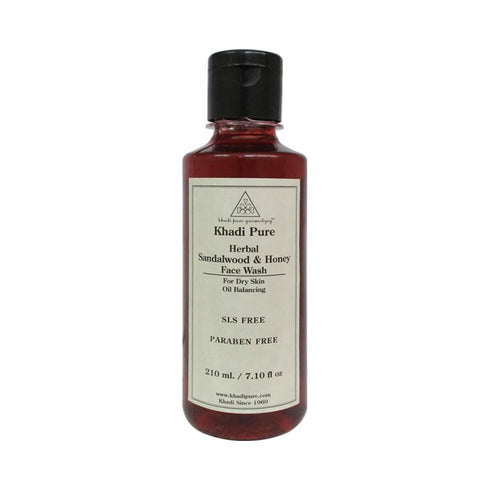 Khadi Pure Herbal Sandalwood and Honey Face Wash SLS-Paraben Free 210 ml Face Wash