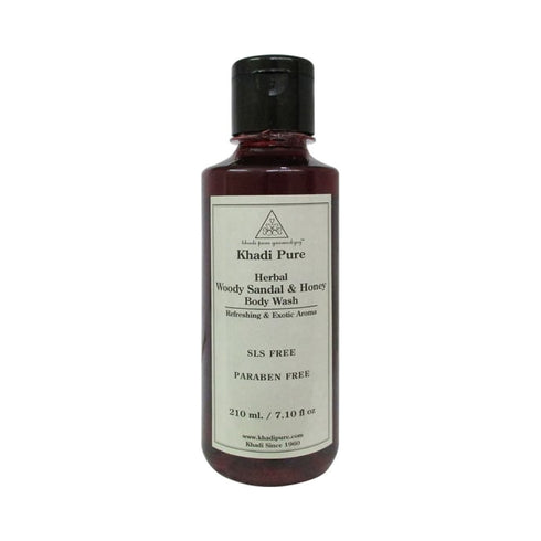 Khadi Pure Herbal Woody Sandal and Honey Body Wash SLS-Paraben Free 210 ml Body Wash
