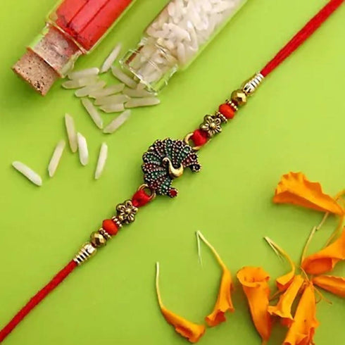 Beautiful Peacock Ethnic Rakhi & Soan Papdi
