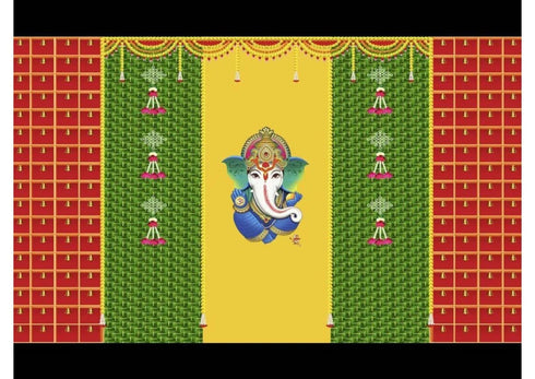 Indian Pooja Backdrop Cloth/Wedding Decor/Ganesha /Pichwai Cow/Pooja decor/Party Events/Decoration/Fabric 3D printing/Kolam Pooja Print