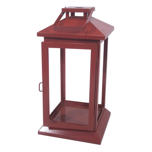 Wooden Iron Lantren 7.4"X7.4"X15.7"HT