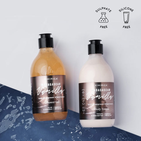 Kimirica Madagascar Vanilla Shower Gel and Body Lotion Body Care Duo 300ml Each