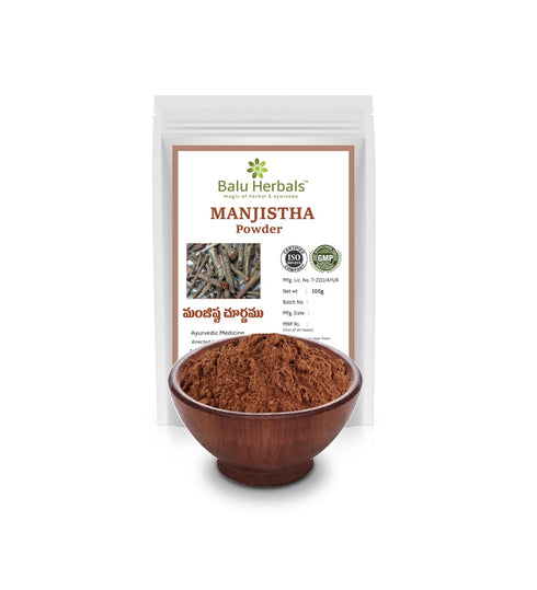 Balu Herbals Manjistha Rubia Cordifolia, Indian Madder Powder 100g