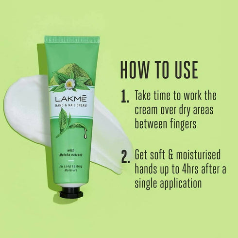 Lakme Hand and Nail Cream With Matcha| Pentavitin And Almond Oil