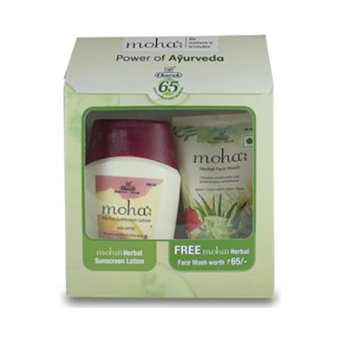 Moha Herbal Sunscreen Lotion 100ml with Free Moha Face Wash 50ml,bottle of 100 ml Lotion