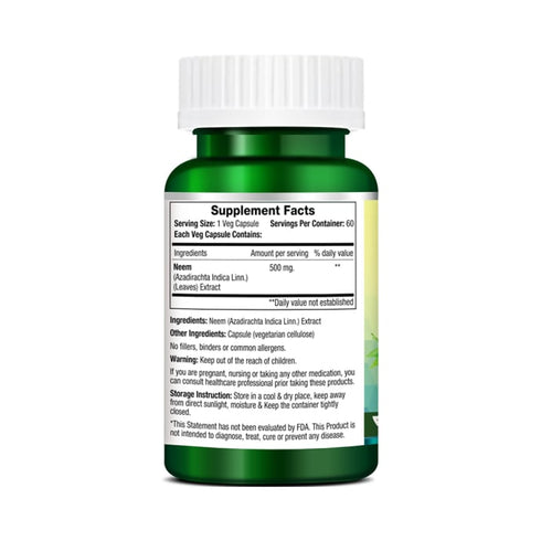 Morpheme Neem Capsule bottle of 60 capsules