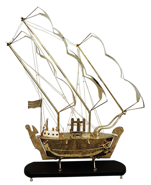 Brass Ship With Wooden Base Big 23.24kg