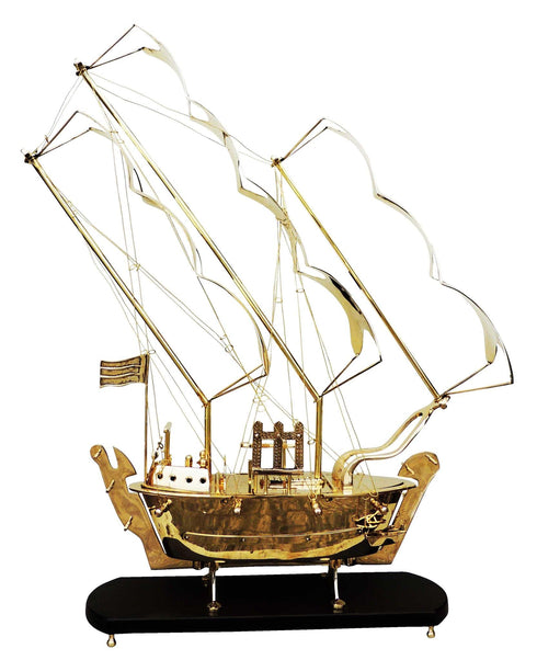 Brass Ship With Wooden Base Big 23.24kg