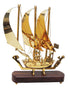 Brass Table Ship With Wooden Base 0.99kg
