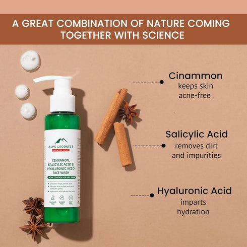 Alps Goodness Cinnamon Salicylic Acid and Hyaluronic Acid Facewash