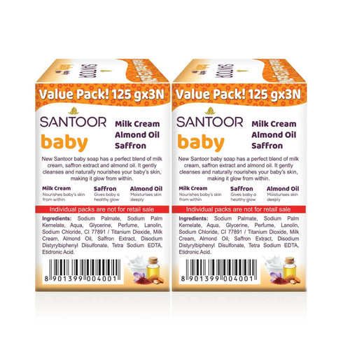Santoor Baby Bathing Soap with Milk Cream| Saffron| and Almond Oil