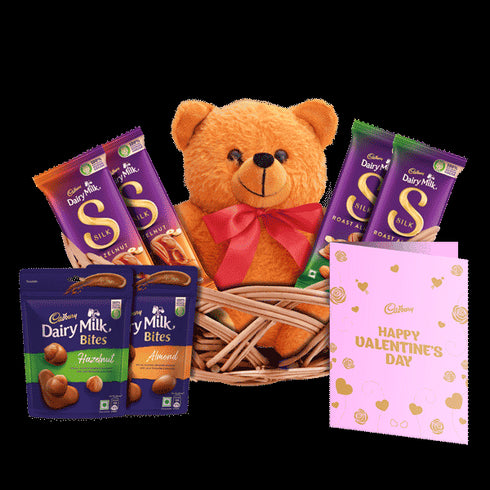 Cadbury Valentines Nut Lovers Hamper with Teddy and Card
