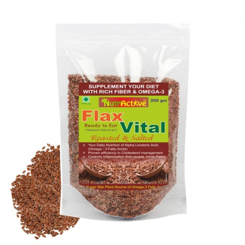 NutrActive Flax Vital Roasted & Salted Flaxseed packet of 200 gm Seeds
