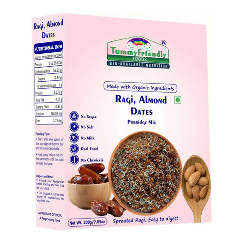 TummyFriendly Foods Organic Sprouted Ragi Almonds Dates Porridge Mix