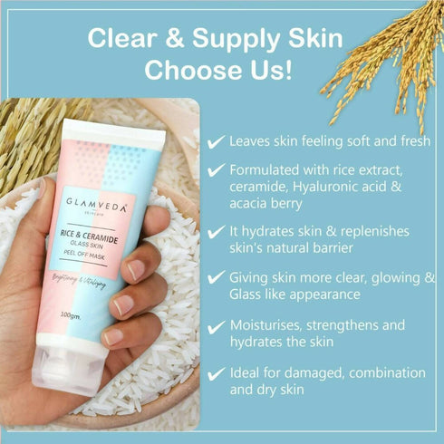 Glamveda Rice & Ceramide Korean Glass Skin Peel Off Mask