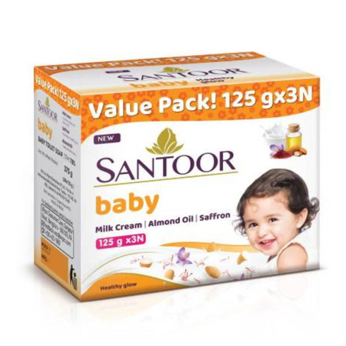 Santoor Baby Bathing Soap with Milk Cream| Saffron| and Almond Oil