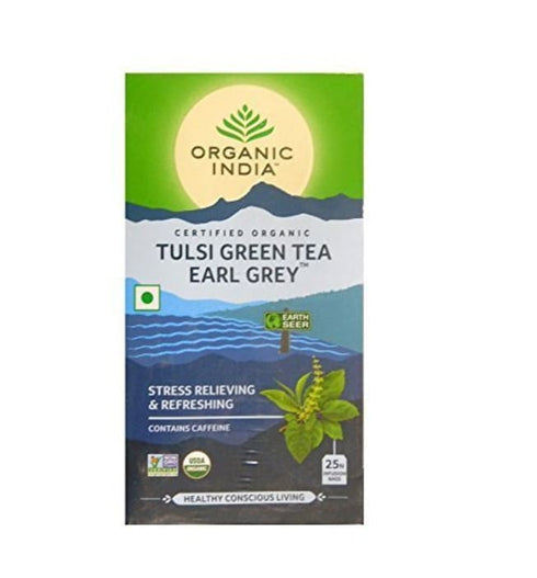Organic India Tulsi Green Tea Earl Grey box